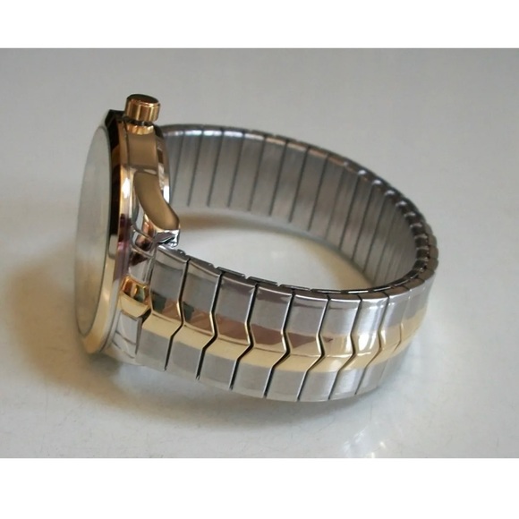 Men's MIYKON Number Dial Casual Stretch Band Gold & Silver Finish Fashion Watch - Picture 3 of 6